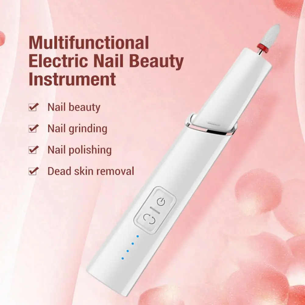 Electric Manicure Drill Set Wireless Rechargeable Low Noise Vibration 4 Speeds ABS Shell DIY Nail Polisher Home Supply