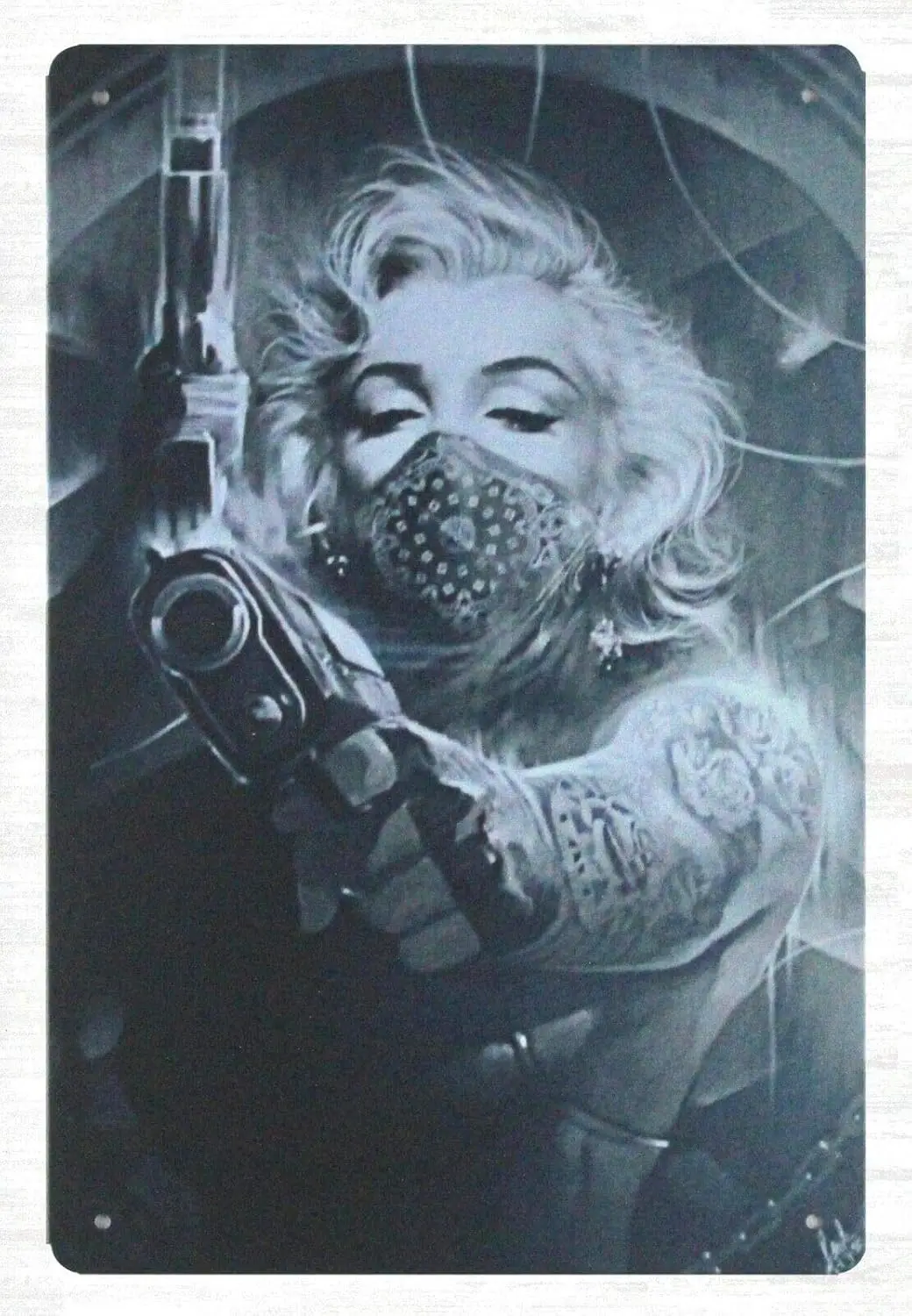 Blechschild aus Metall – Wanddekorationsaufkleber Tattoos Gun Tin Metal Sign
