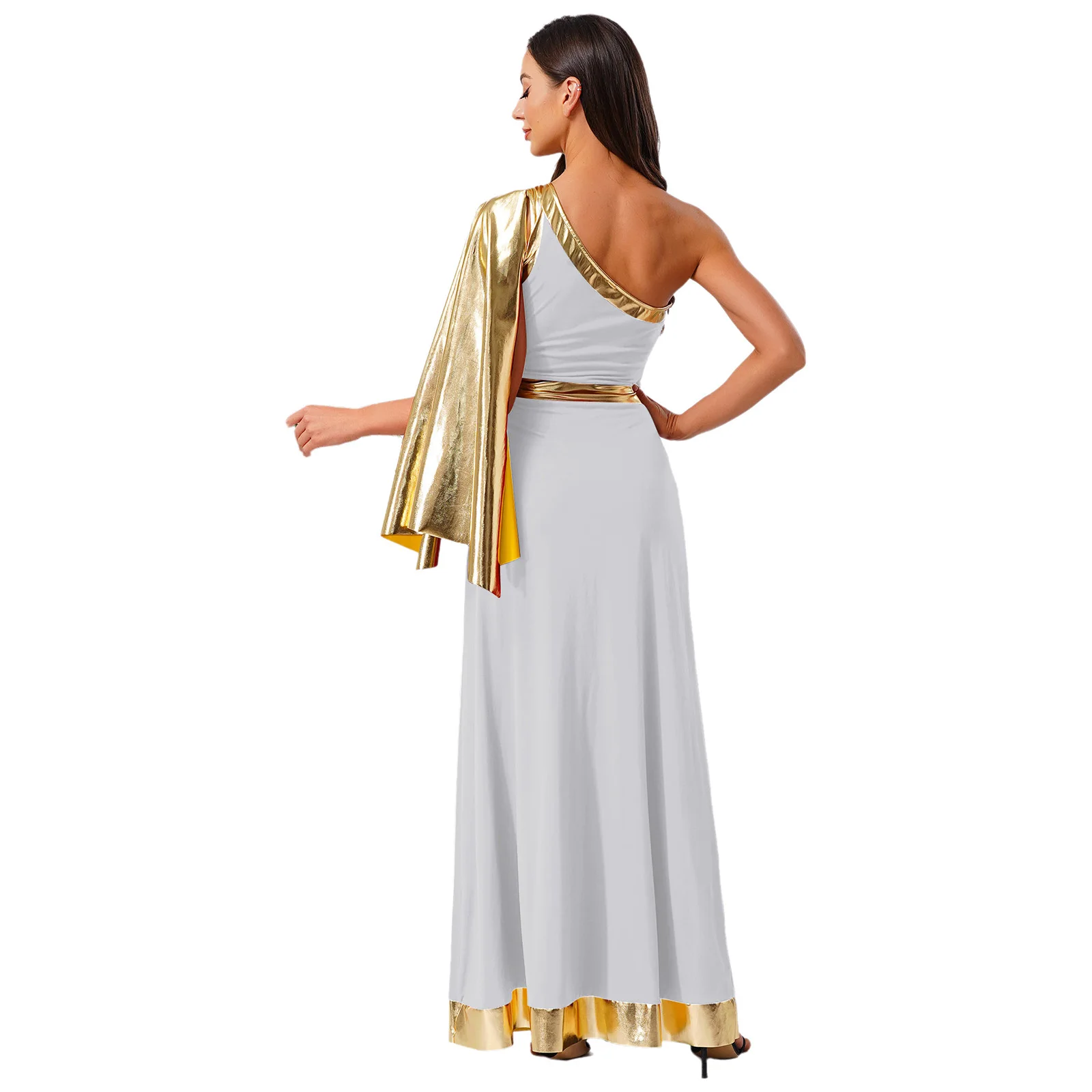 Damska Starożytna Grecka Rzymska Toga na Wyznawanie Kołego Liturgiczny Chrześcijański Taniec Tunika Sukienka Metaliczna Błyszcząca Cosplay Kostium Halloween