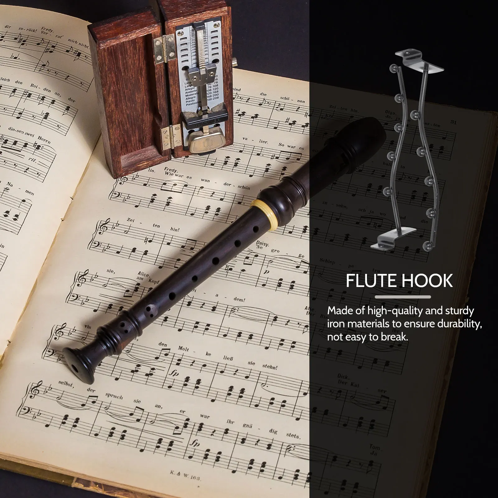 

2 Pcs Groove Plate Flute Rack Wall Display Saxophone Holder Chopping Board Oboe Stand Hanger Ukulele Hook Guitar Decorative