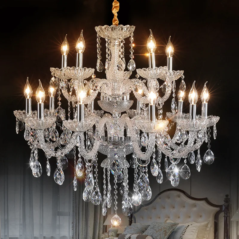 Transparent Crystal Chandelier lighting top Grade k9 Crystals , Large lights for Villa Foyer 110v-220v  Luxury 2 / 3/4  Layers