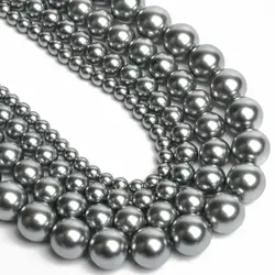 4-10mm Grey Imitation Pearl Glass Beads Round Loose Spacer Beads For Jewelry Making Diy Handmade Bracelet Accessories Supplies