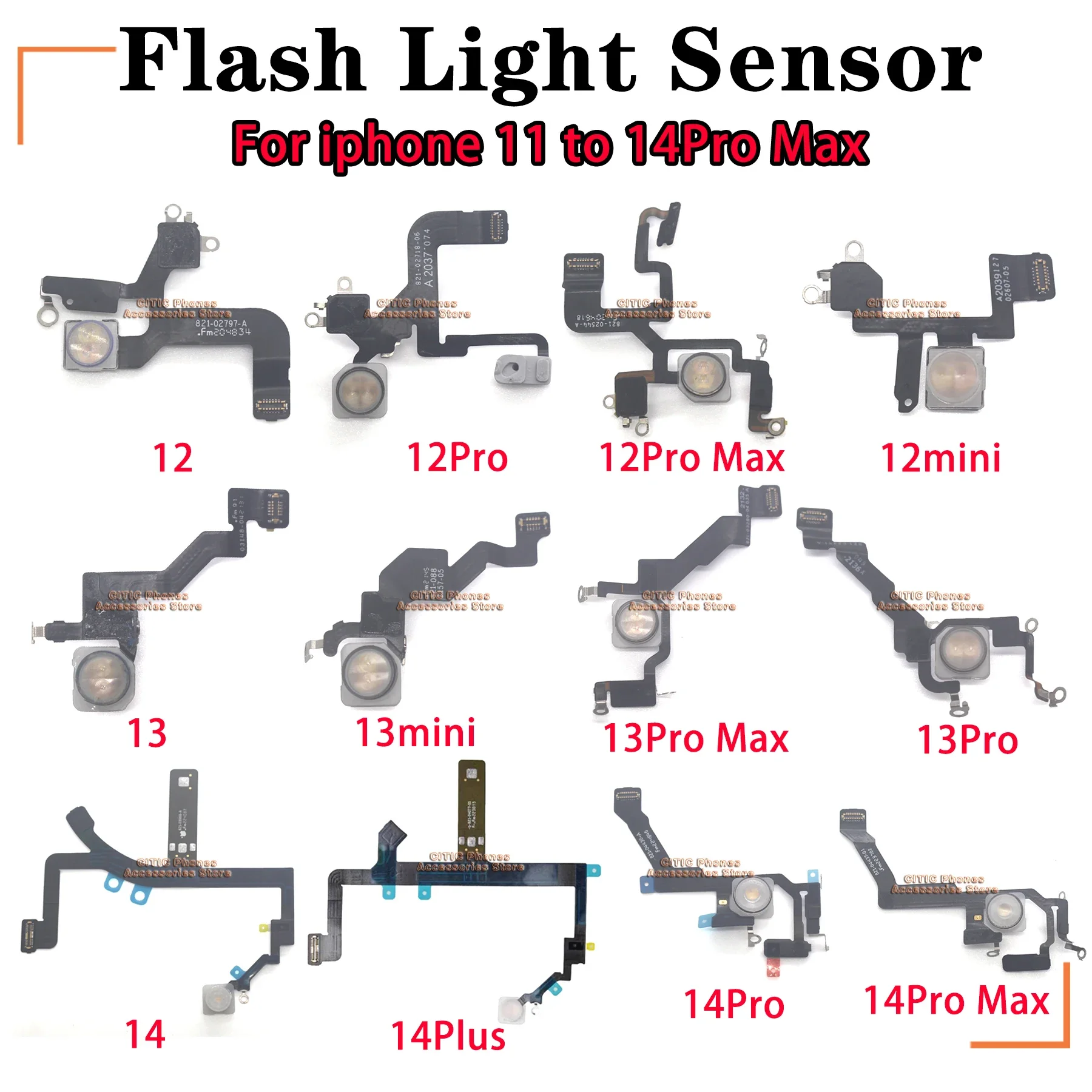 5pcs/lot LED Flash Light Sensor Flex Cable For iPhone 11 12 13 14 Pro Max Mini Plus Proximity Distance Ambient Repair Part