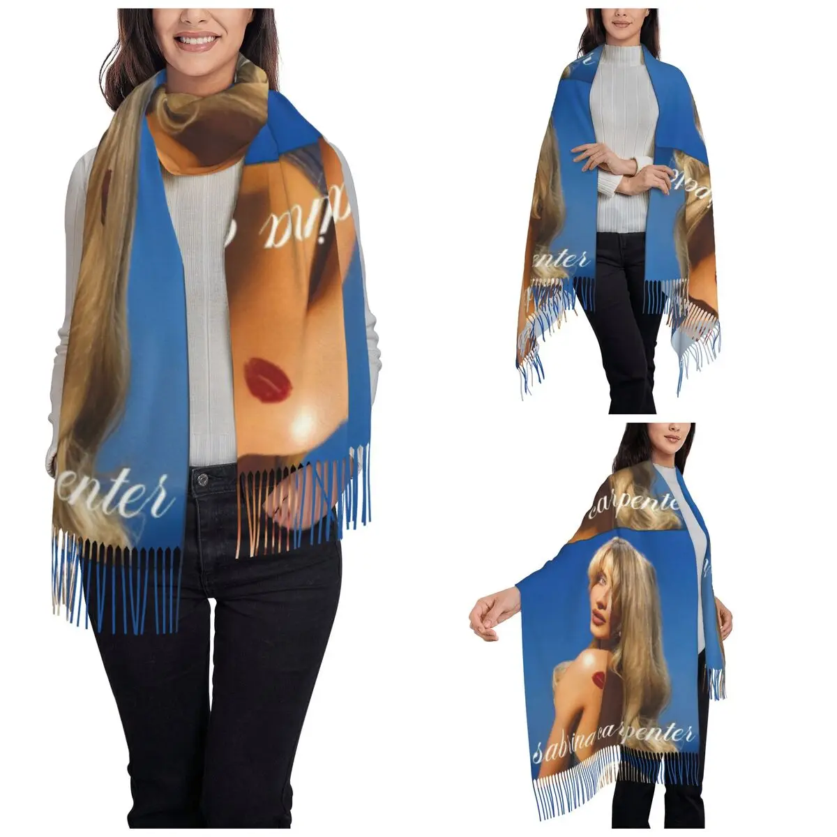 Sabrina Carpenter Eras Tour 2024 Shawl Wraps Womens Warm Large Soft Scarf Short N' Sweet Pashmina Shawl Scarves