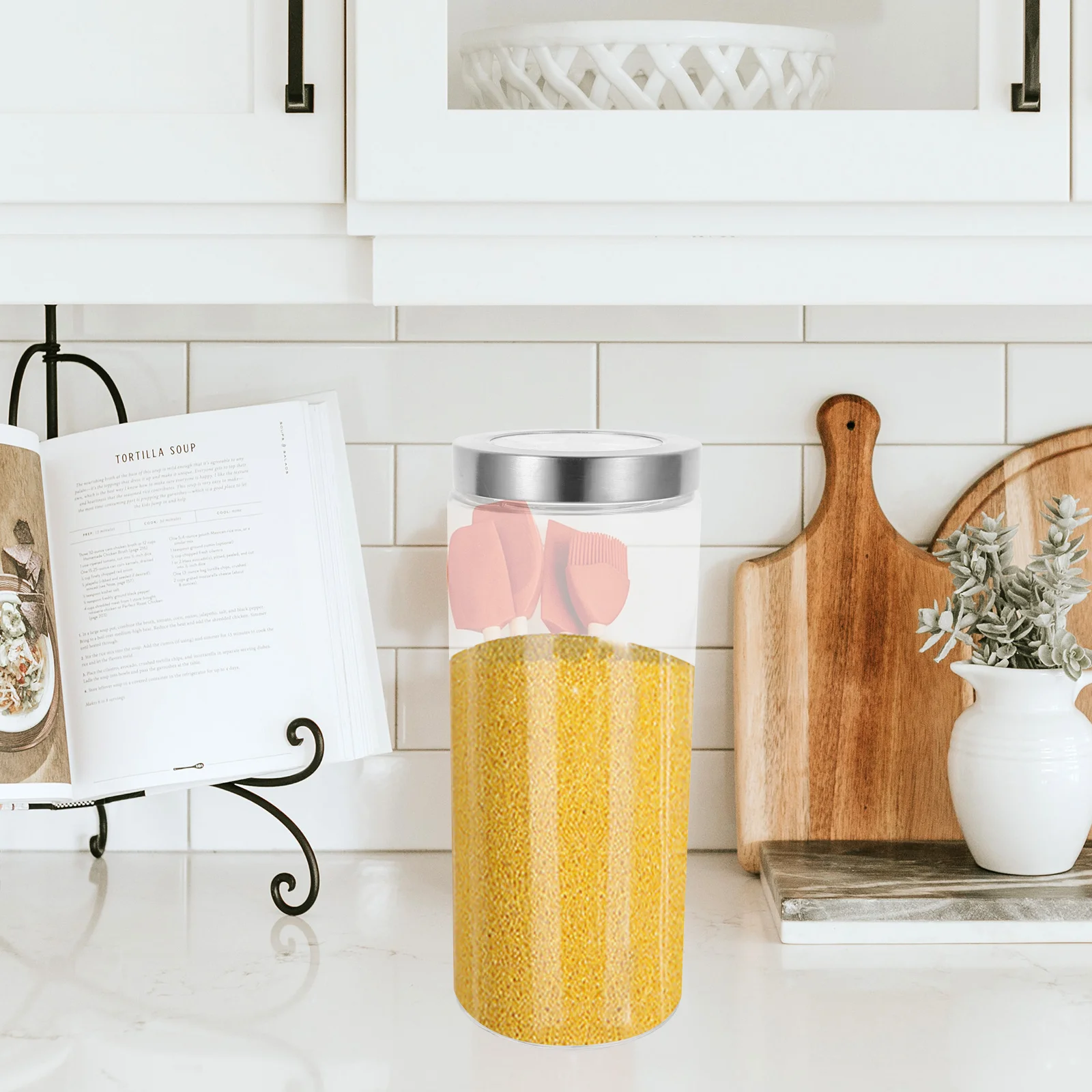 

1Pcs Food Storage Jar Glass Grain Container with Airtight Lid for Storing Whole Grains Oatmeal Nuts Snacks Preserving Freshness