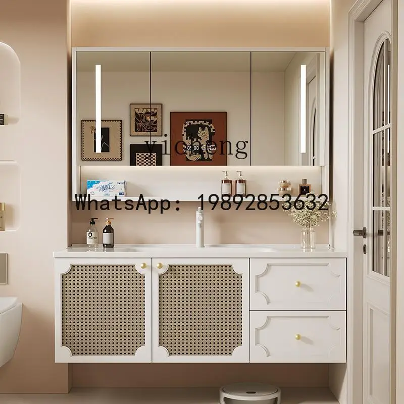 Q6  Bathroom Cabinet American Solid Wood Bathroom Cabinet Ceramic Integrated Basin Wash Table Hand Washbasin Cabinet