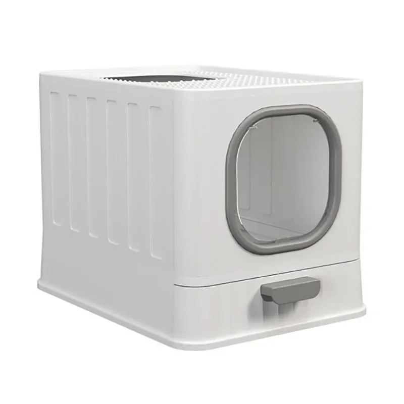 

Поднос для унитаза для домашних животных Складное судно для кошачьего туалета с защитой от брызг Поднос для кошачьего туалета с ложкой Чистый домик для котенка Пластиковая коробка Товары для кошек