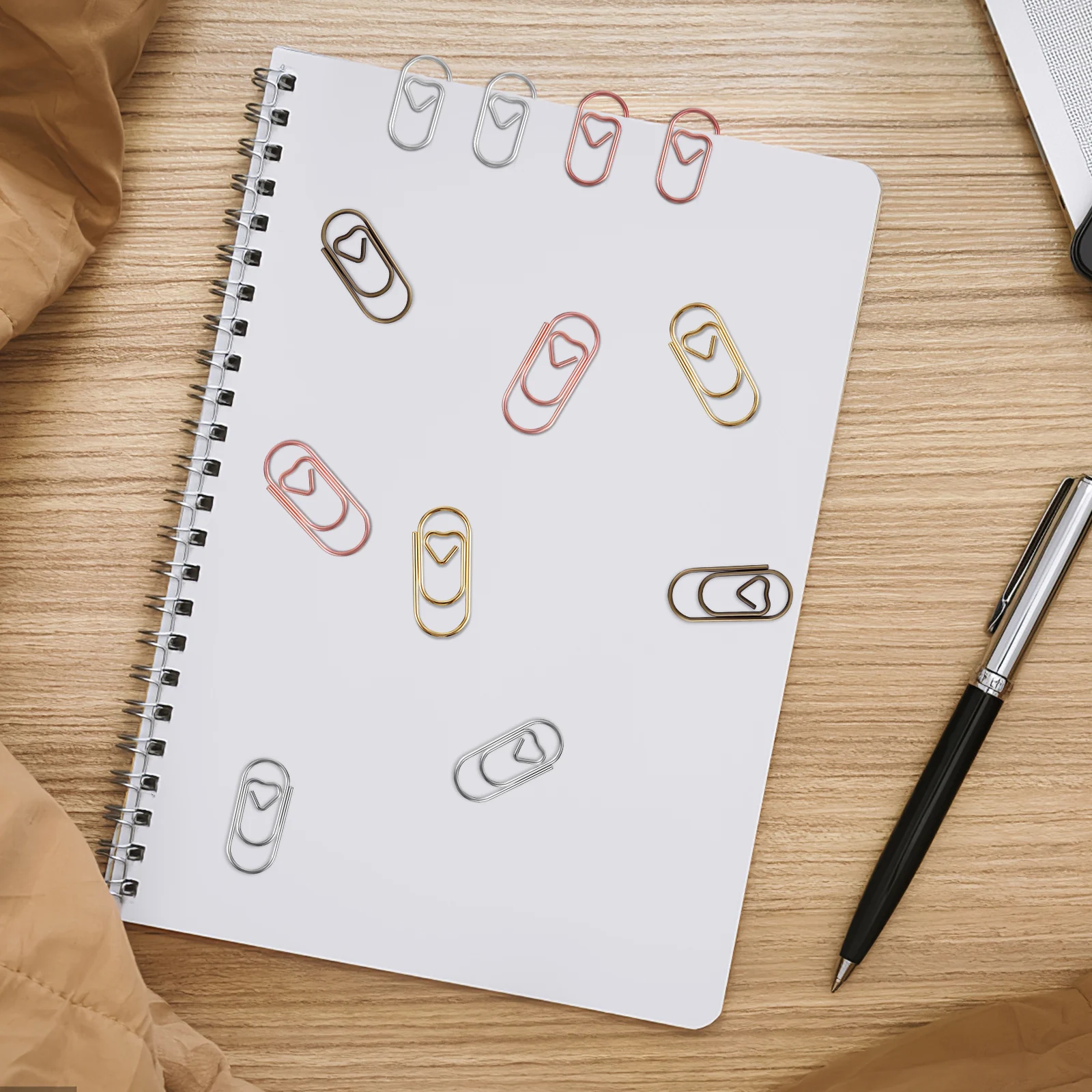 200 Pcs Mini Love Paper Clip Binder Clips Crafting Small Paperclip Packing Document Sealing