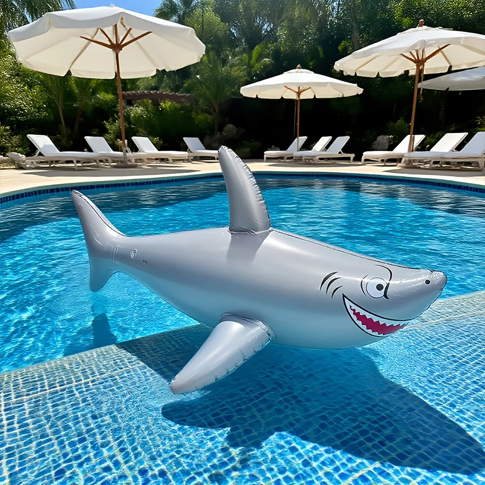 1 Stück Aufblasbarer Hai, PVC-Schwimmreifen, großes Hai-Spielzeug für den Pool, Geburtstag, Unterwasser-Thema, Ozean-Strandparty-Dekorationen, Geschenk