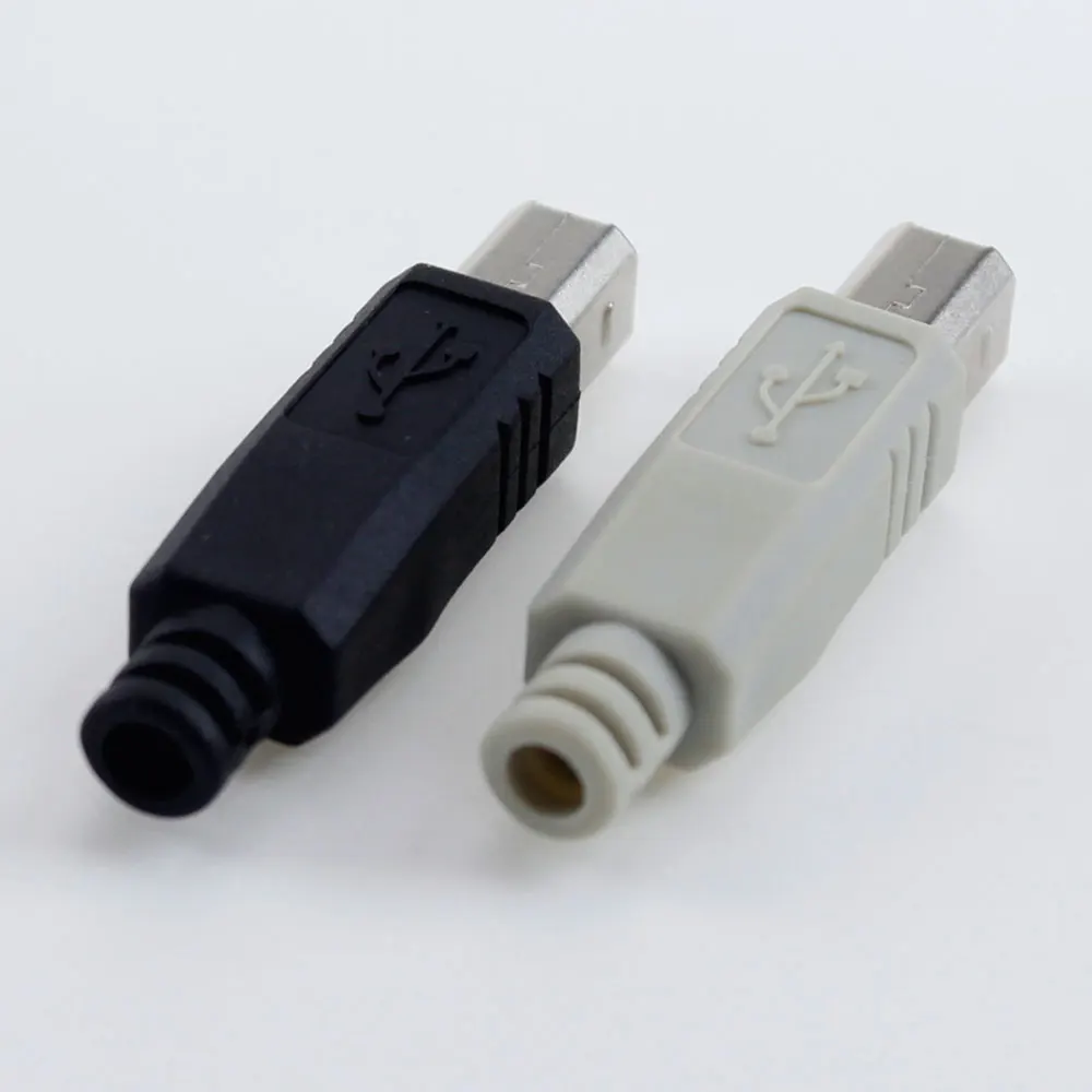 1 szt. DIY męski Port drukarki złącze adaptera USB 2.0 typ B 2 Pin gniazdo DIY wtyczka plastikowa powłoka lutownicze 4 w 1