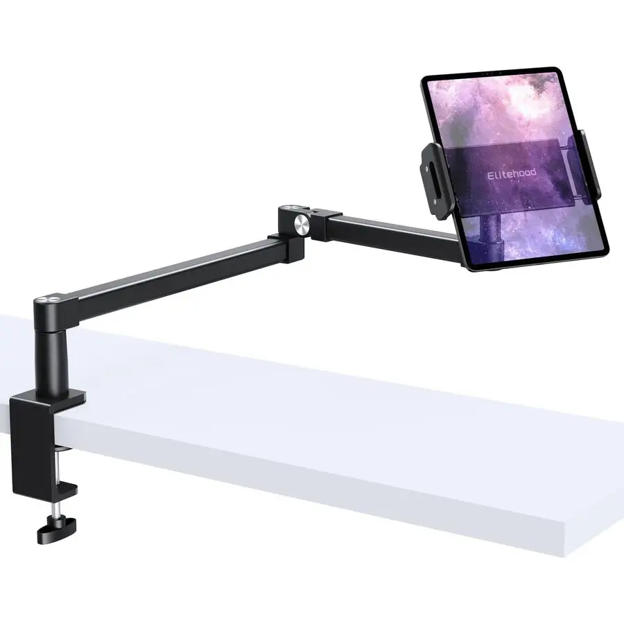 

28in Long Arm iPad Desk Mount, Heavy Duty Aluminum Tablet Arm Mount for Desk Bed Sofa, Compatible with iPad Pro 13 12.9 Air Mini