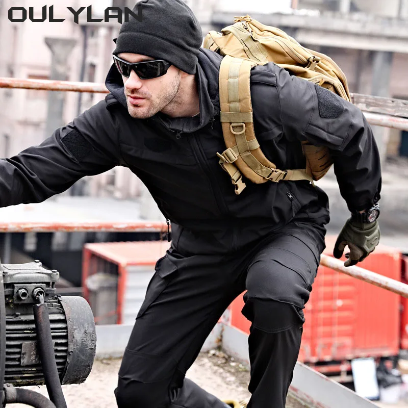 Oulylan Soft Shell Jackets Warm Tactical Clothing Men's Tactical Sets Windproof Waterproof Winter Shark Skin Military Suit