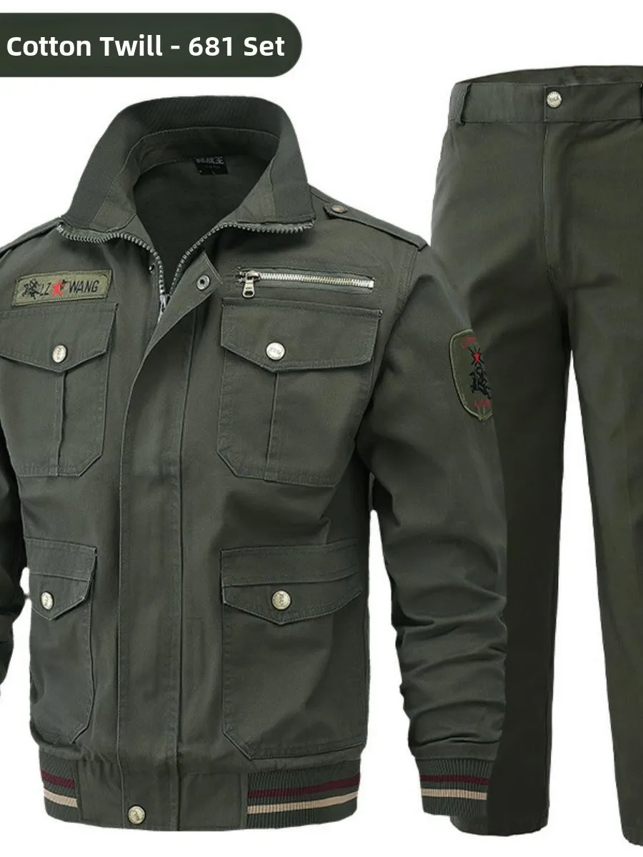 

Мужской хлопковый рабочий костюм: износостойкий, с множеством карманов, для активного отдыха, тренировок, защиты на производстве, повседневный, весенний сезон