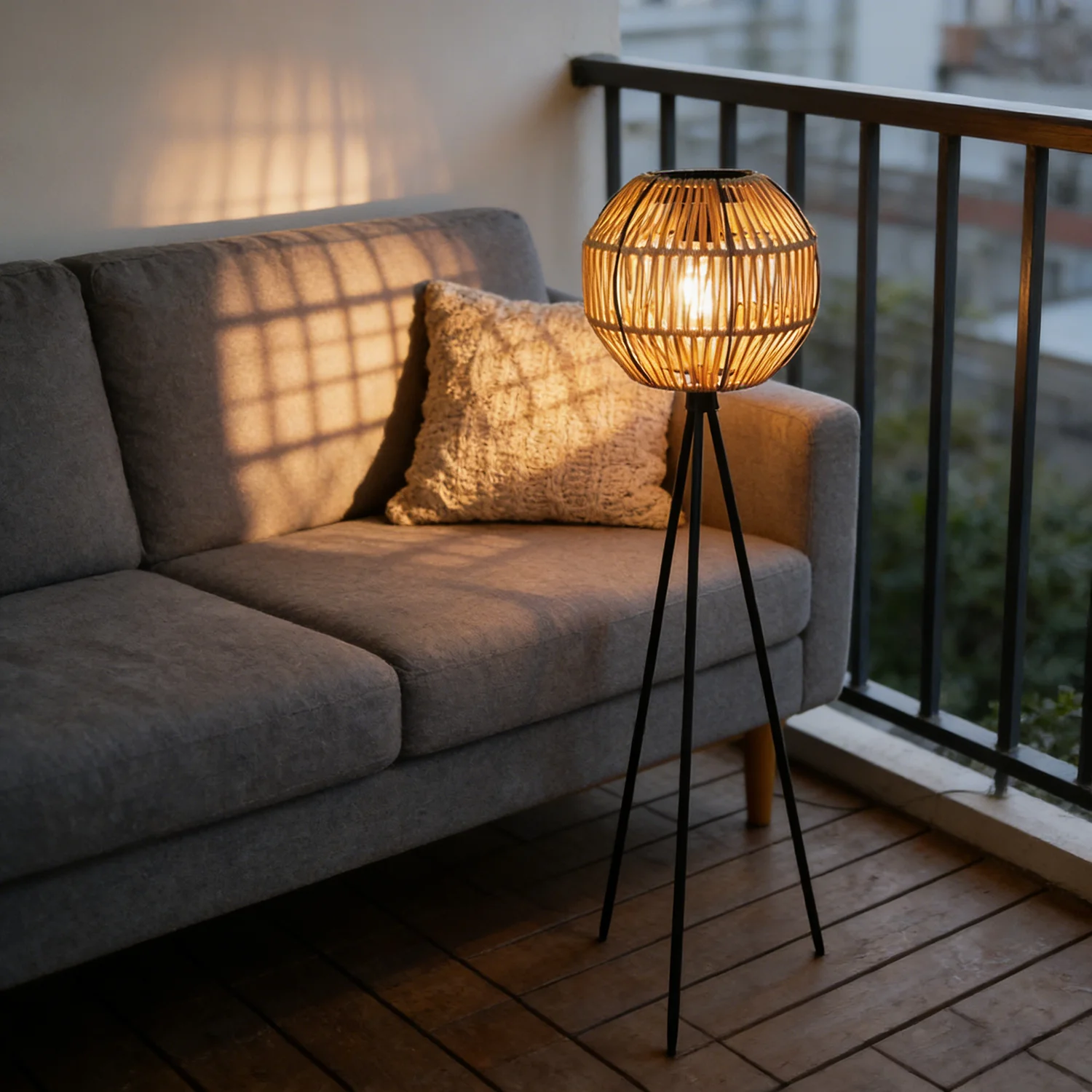 Handgefertigte Rattan-Solar-Stehlampe, Keine Externe Stromversorgung Erforderlich, Geeignet für Außenterrassen, Gartendekoration, Wegegestaltung und Feiertagsatmosphäre-Erzeugung – Detail 4