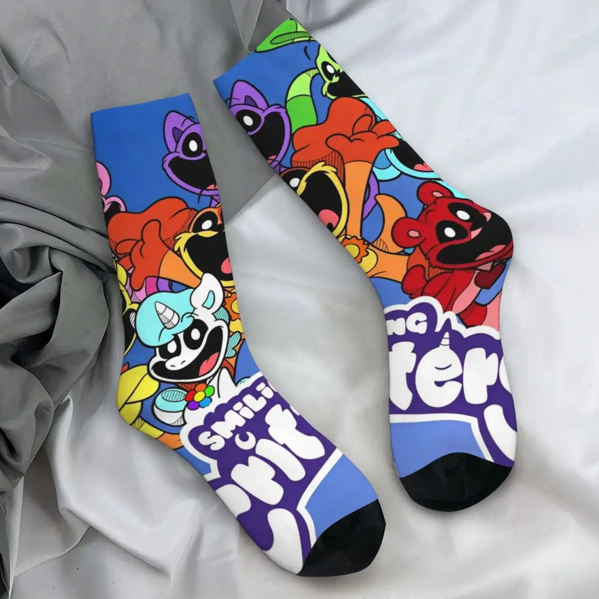 Women Men Socks Smiling Catnap Critters Funny Cartoon Stockings Winter Gothic Comfortable Socks Outdoor Sports Anti Skid Socks