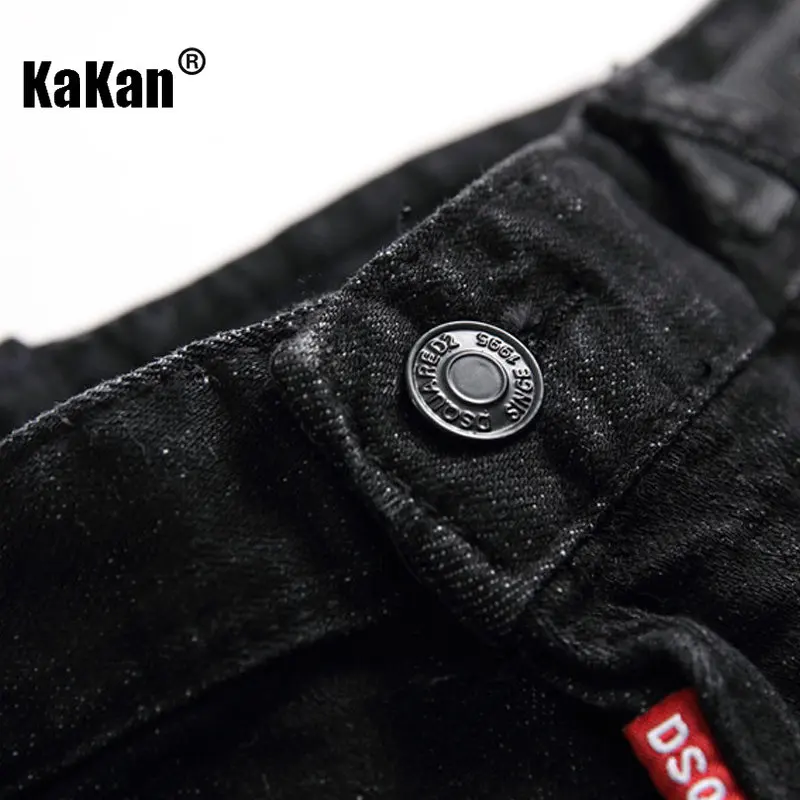 Kakan - Nuevos pantalones vaqueros rasgados y atractivos dañados de color original para hombres, pantalones vaqueros largos personalizados American High Street K18-1046