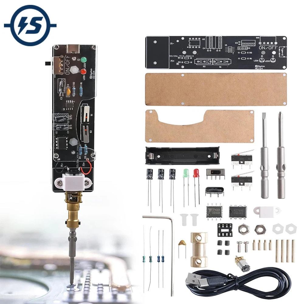 DIY Handheld Rechargeable Electric Screwdriver Soldering Practice Kit with 2 Bits DIY Repair Tool Electronics Kit STEM Project