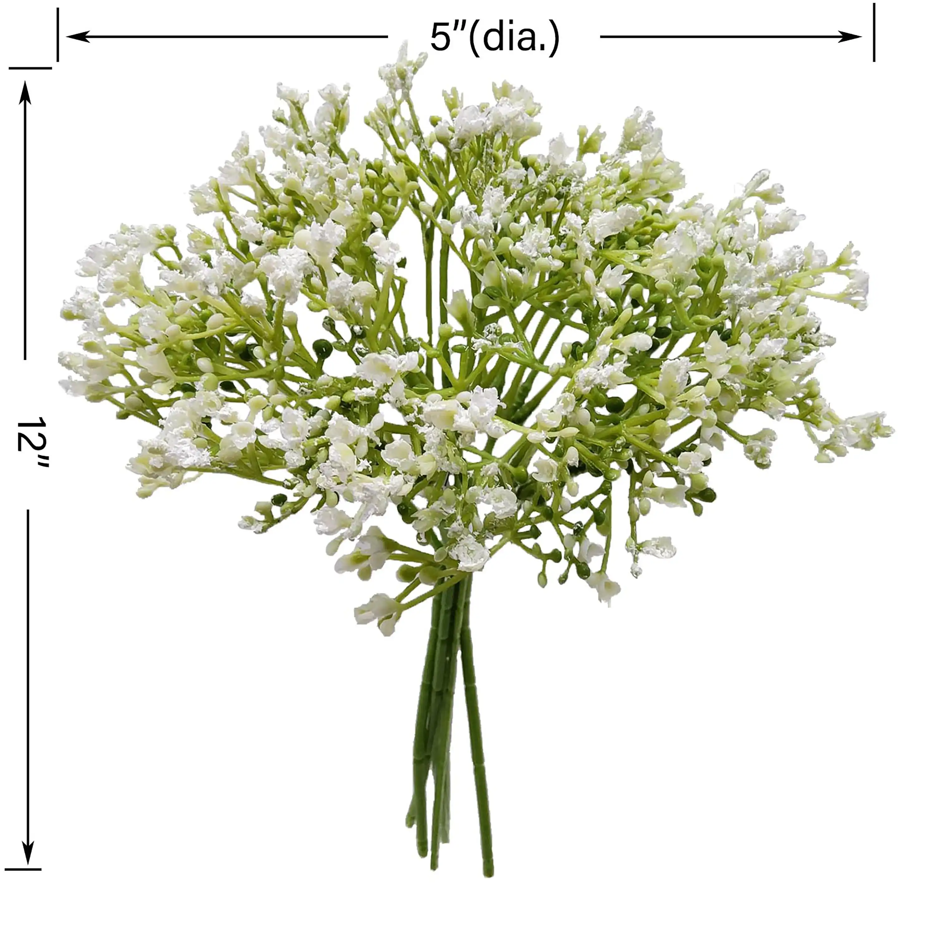 12 inch Artificial Baby's Breath Flower Pick, White Color. Indoor Use.