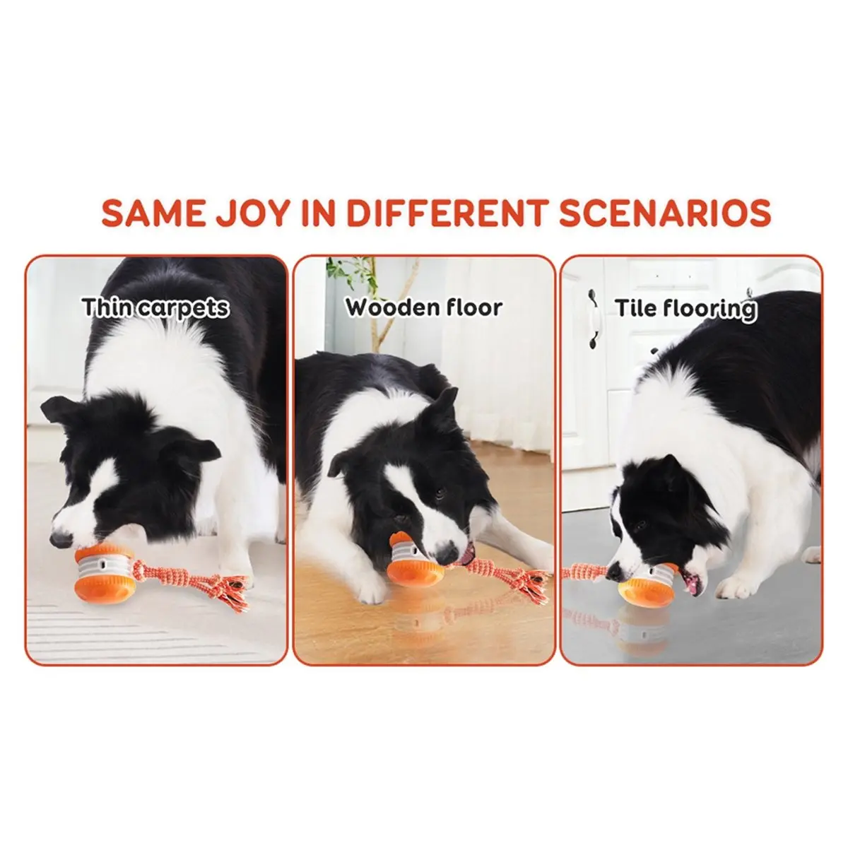 A10R Interactive Dog Toys,Motion-Activated Electric Rolling Dog Toy with Rope,Random Path Stimulation Ball for Boredom Relief