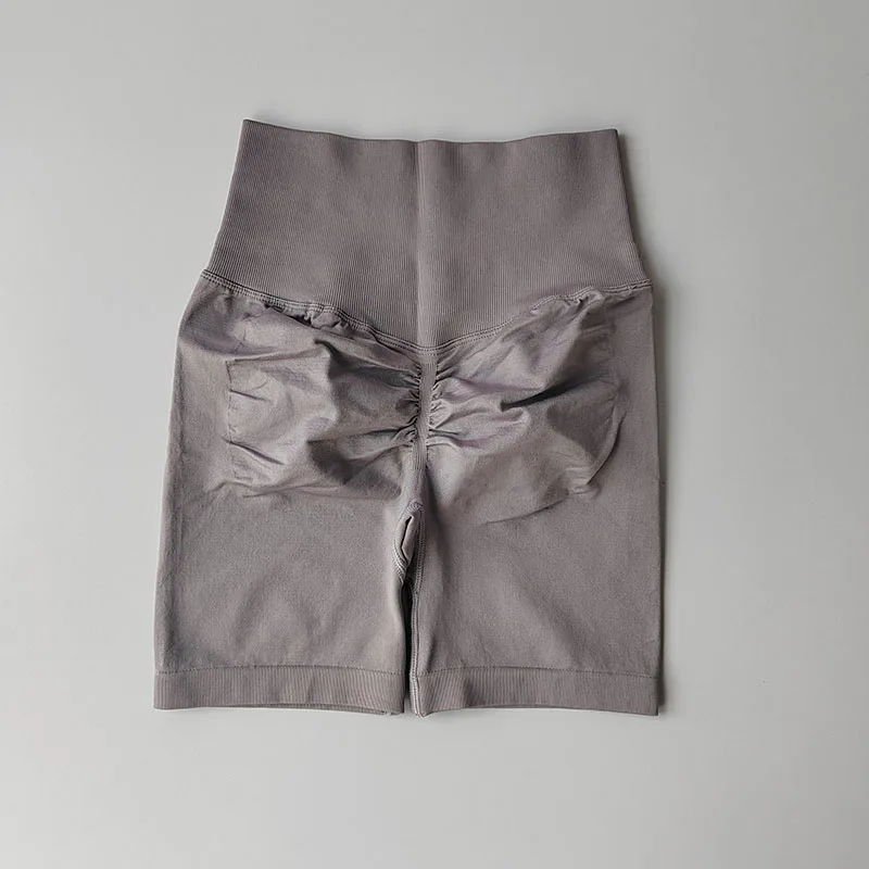 Pfirsichfarbene Fitness-Shorts mit hoher Taille, schnelltrocknend, atmungsaktiv, für das Training, Po-Lifting, eng anliegende Sport-Yoga-Dreiviertelhose – Detail 7