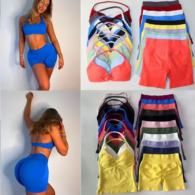 Dfyoga 2 قطعة تأثيرات الصالة الرياضية مجموعة تانك القمم عالية الخصر Scrunch سلس السراويل الصالة الرياضية دعوى اللياقة البدنية الملابس أكتيفيوير تجريب #1