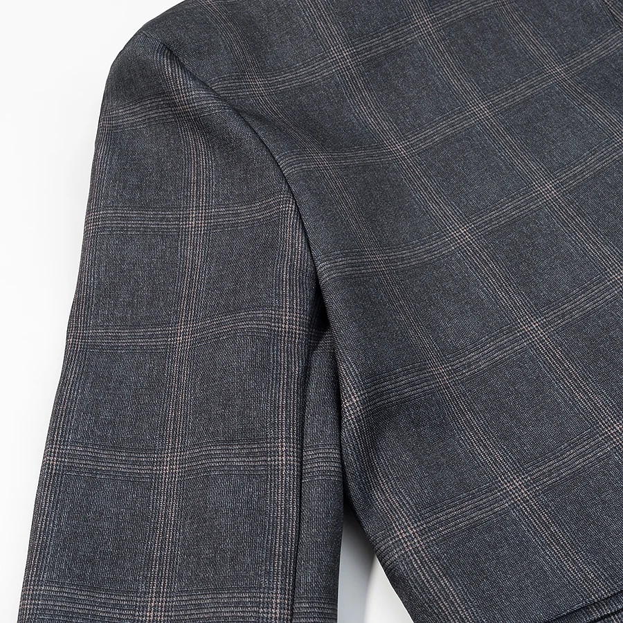 HH Damen Mode Karierter Blazer Mantel Stehkragen Langarm-Jacke 2026 Frühjahrstrend Lässige Büro-Dame Schicke Oberbekleidung – Detail 6