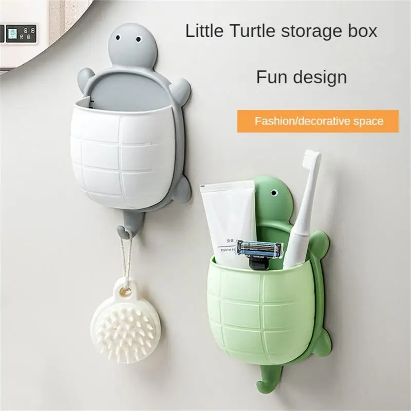 Wall-mounted Storage Rack Creative Turtle And Ladybug Shape Toothbrush Holder Makeup Tool Sundries Storage Box Bathroom Storage