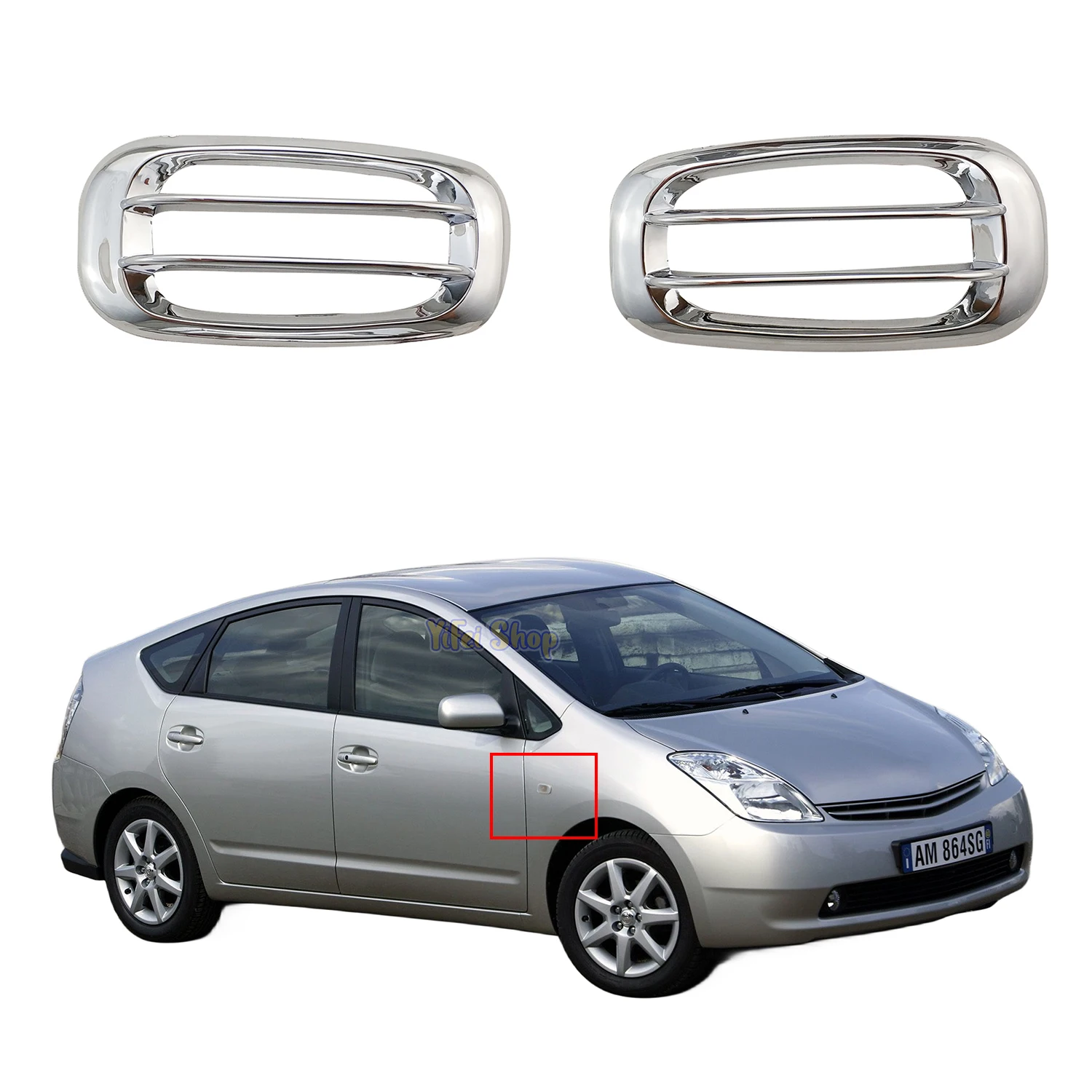 

ABS Chrome Car Accessories Plated Door Side Lamp Cover Trim Paste Style 2003 2004 2005 2006 2008 2009 For Toyota Prius Prius20