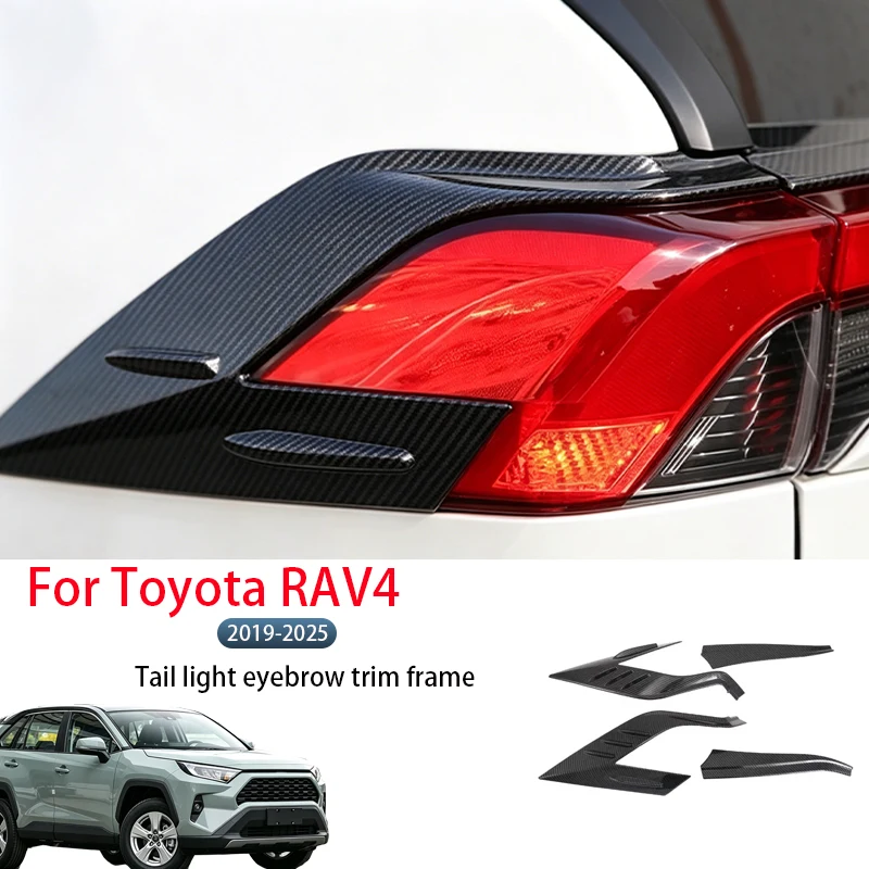 Fit For Toyota RAV4 2019–2025 ABS Carbon Fiber-Look Tail Light Eyebrow Trim Bezel, Exterior Decorative Accessory