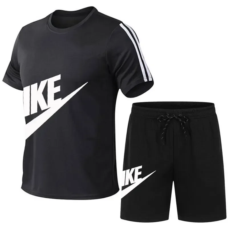 2025 Summer Hot Men's T-shirt+shorts Set Men's Sports Set Print Leisure Fashion Breathable Short Sleeve T-shirt Set - Men's Sets