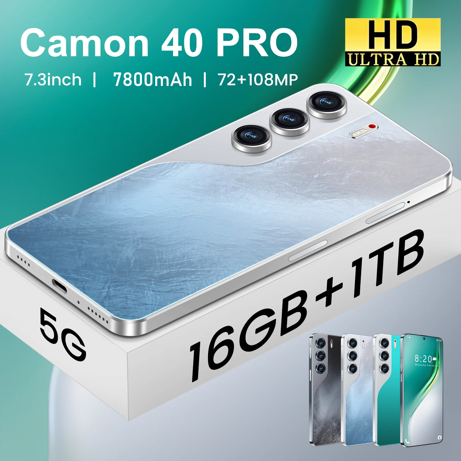 

Camon 40 Pro HOT 2025 Original 7.3 inch HD 4K Android 15 22GB+2TB 7800mAh Battery 4G 5G Dual Sim Card WiFi GPS Google
