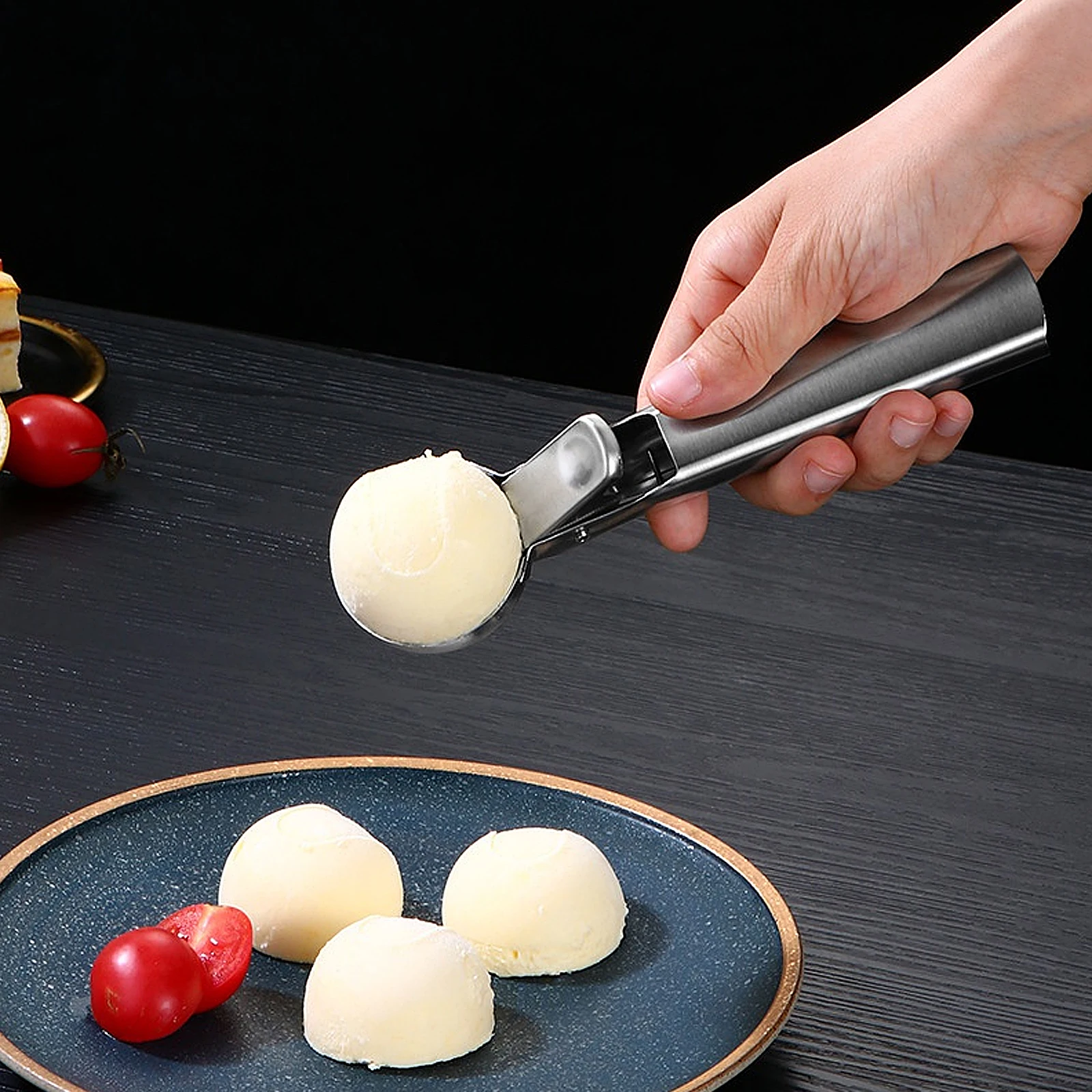 

3 Pcs Cream Stainless Steel Smooth Surface Non Stick Fruit Ball Scoop Kitchen Tools Safe Ice Cream Ball Scoop