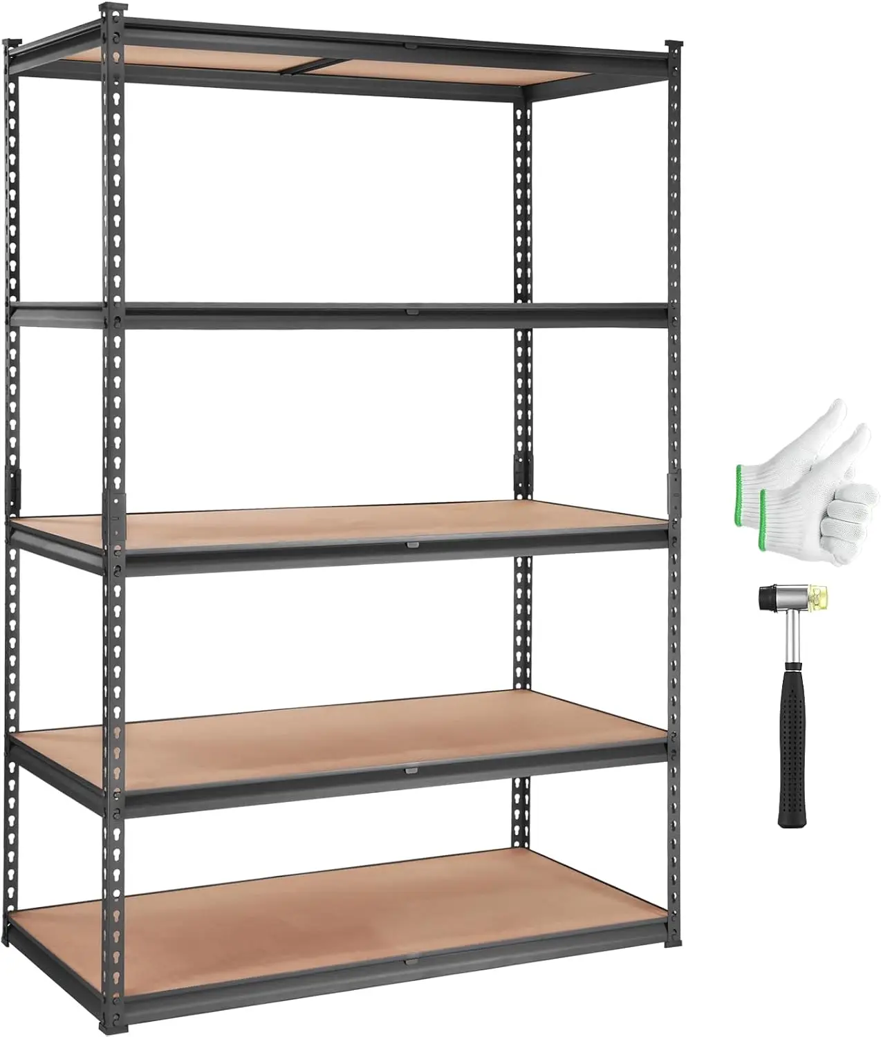 Heavy Duty Storage Shelves, 5 Tier Adjustable Utility Metal Shelf Unit, Freestanding Organizer Rack For Garage Pantry Basement Commercial Space, Modern Industrial Wire Display Stand In Black, 1 Pack