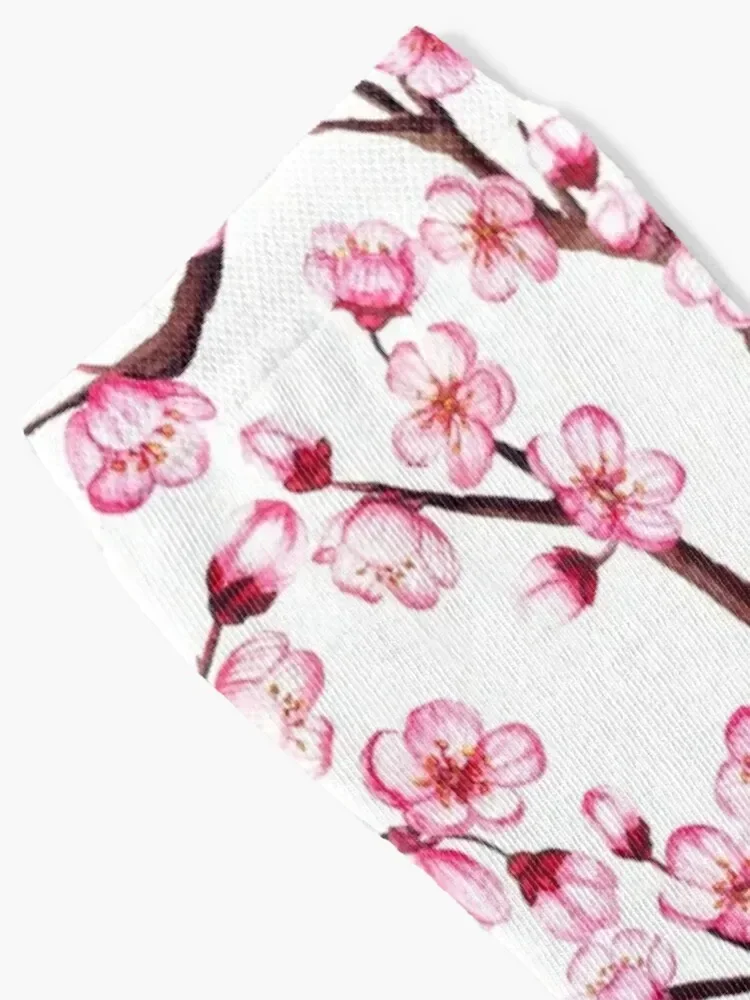 Watercolor cherry blossom, sakura seamless pattern Socks luxe summer christmas stocking cycling Socks Ladies Men's