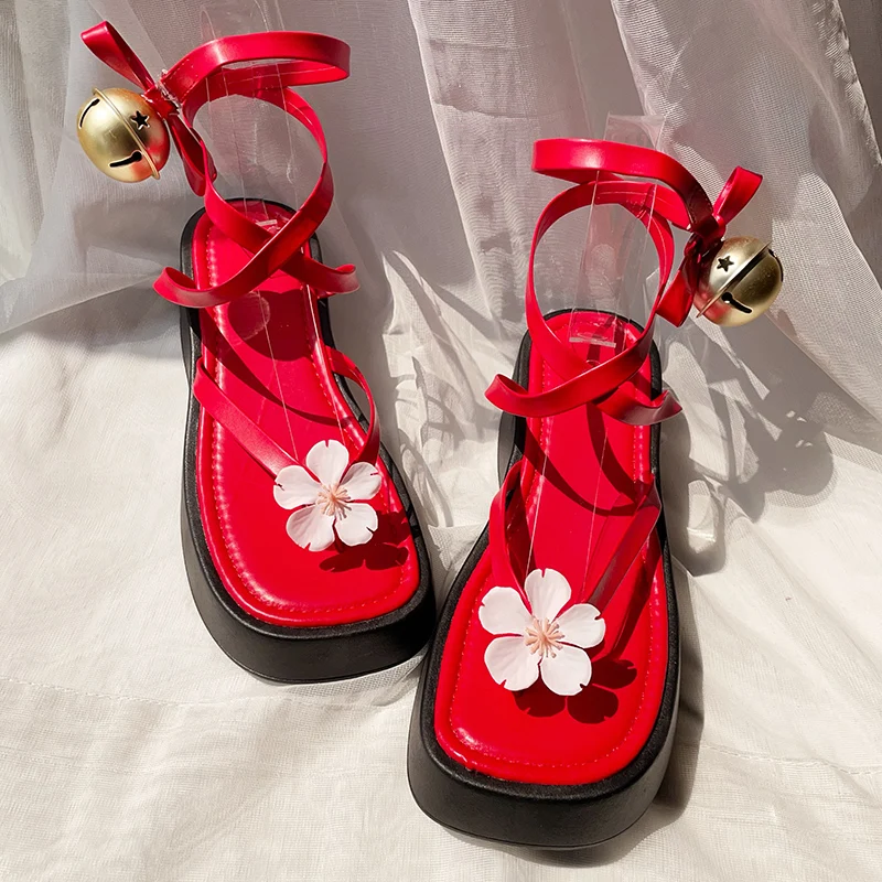 Game Honkai Star Rail cos Sparkle Cosplay shoes Red Japanese Clogs Sweet flower Costume Stage women customize shoes A