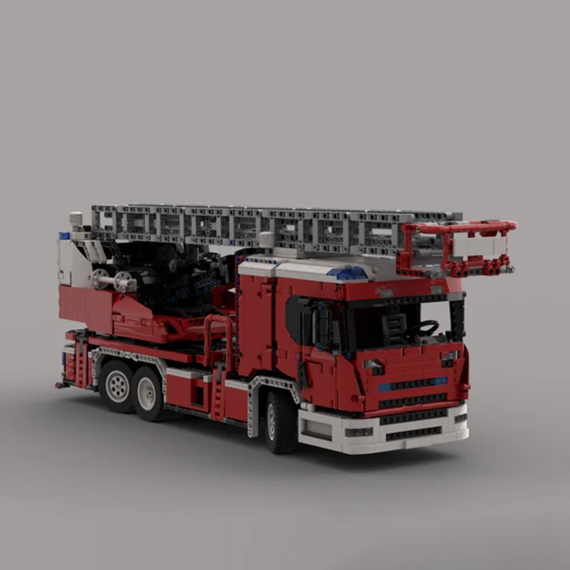 모크 빌딩 브릭스 모듈형 소방차 회전 사다리 모델 기술 블록 크리스마스 DIY 장난감 건설 선물