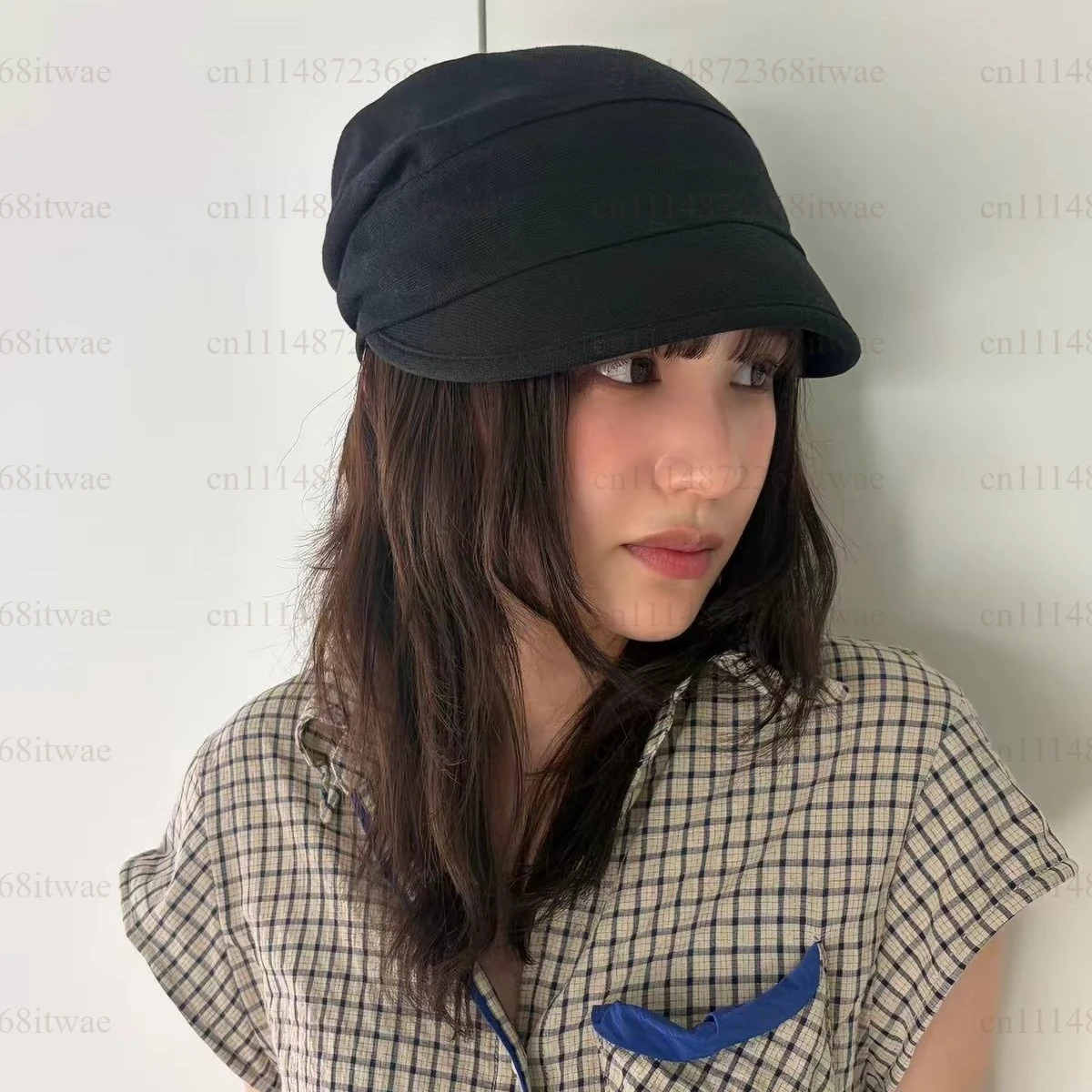 Korean‑Style Linen Beret Hat With Back Strap Bow Lightweight Breathable Sun‑Protective Wrap‑Head Fashion Casual Bucket Cap