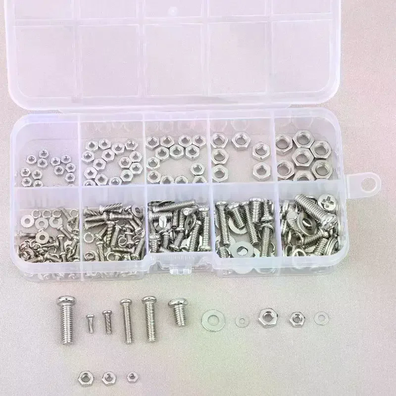 Hardware Set M2 M5 Screws Bolts Nuts Washers 320Pcs Complete Selection for DIY Home Workshop Industrial Repairs