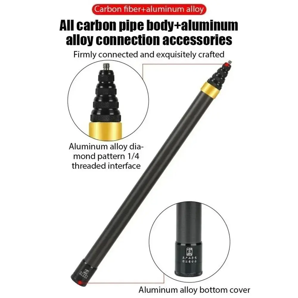 Adjustable Carbon Fiber Selfie Stick Mini 1/4 inch Thread Camera Selfie Sticks Non-slip for Insta360 X3 GO3 Action 4 DJI GoPro