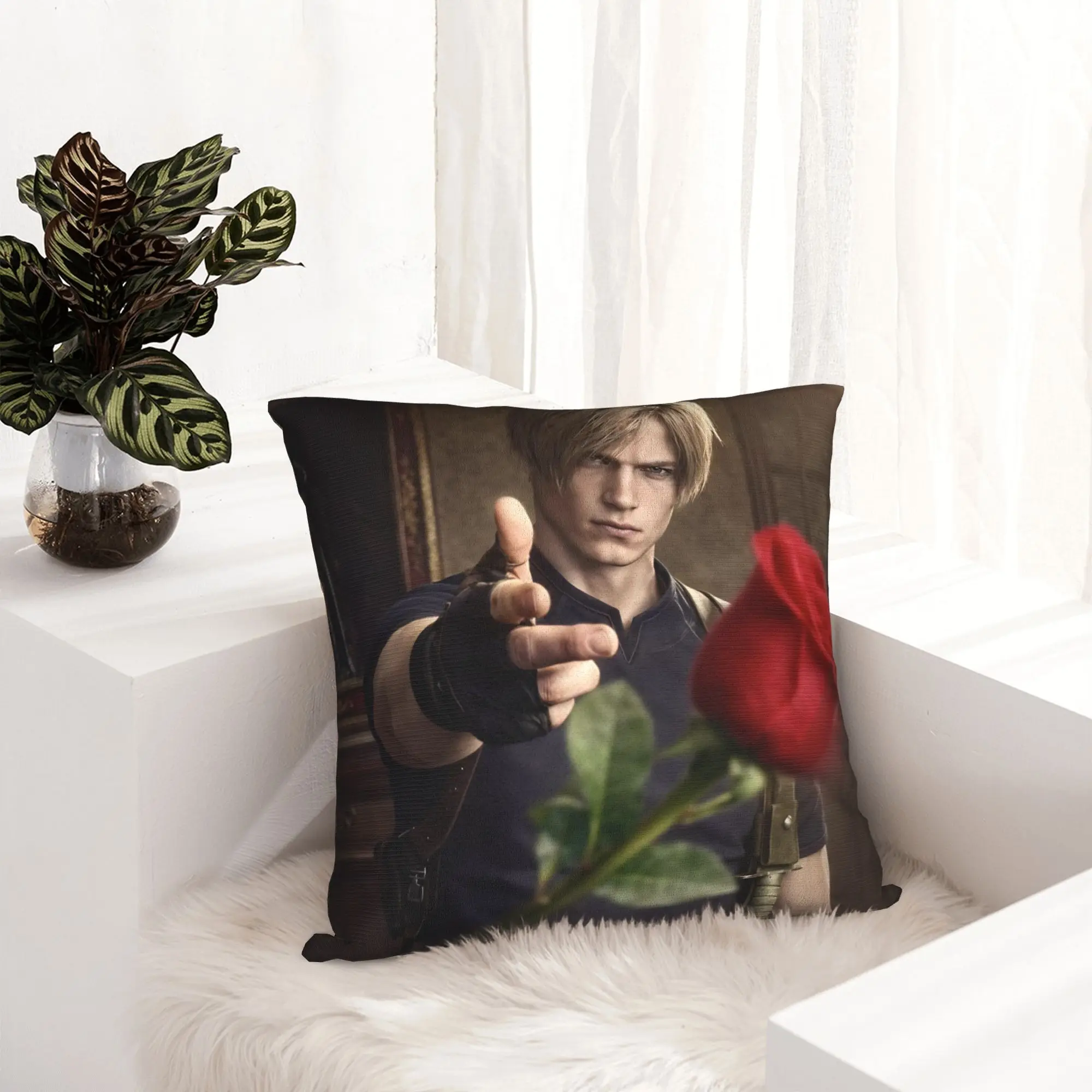 Leon S Kennedy Meme Pillowcase Double-sided Printing Fabric Cushion Cover Decoration Throw Pillow Case Cover Home Square 40*40cm