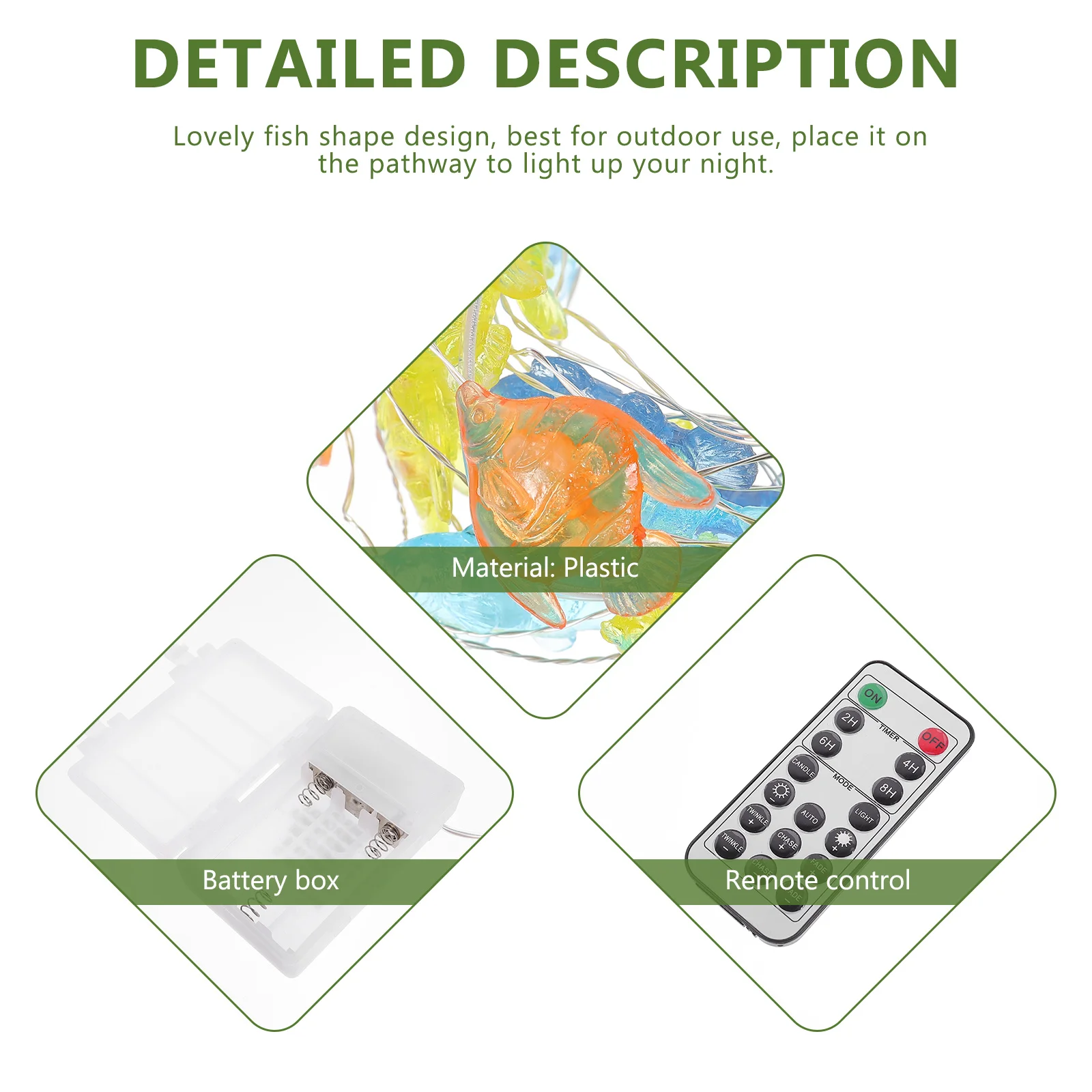 1 قطعة الأسماك الاكريليك LED سلسلة ضوء البحرية موضوع جميل مصباح للزينة لغرفة نوم في الهواء الطلق ديكور منزلي للحفلات #4
