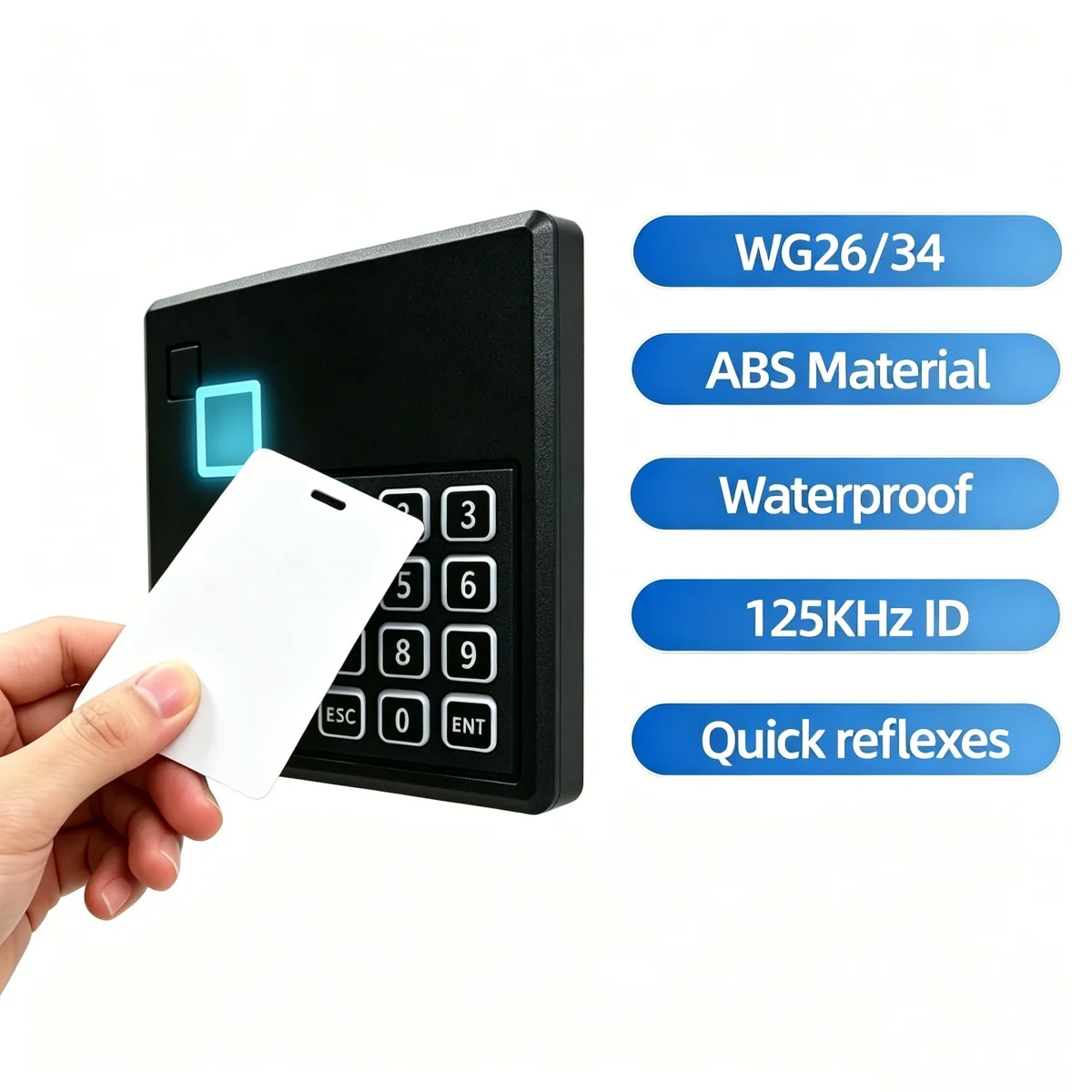Access Control Reader With Keypad LED Backlight 125KHz ID Card Supports Wiegand 26/34 Waterproof