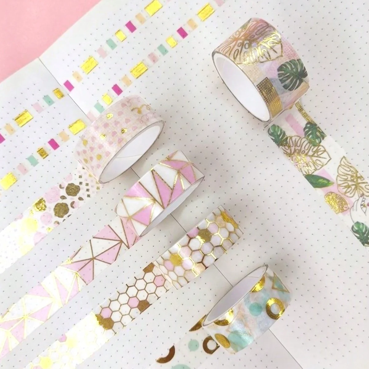7 Rolls, Creative Gold Foil Paper Washi Tape, Suitable for Decorating Notebooks, Photo Frames, and Gift Boxes, Exquisite Gifts