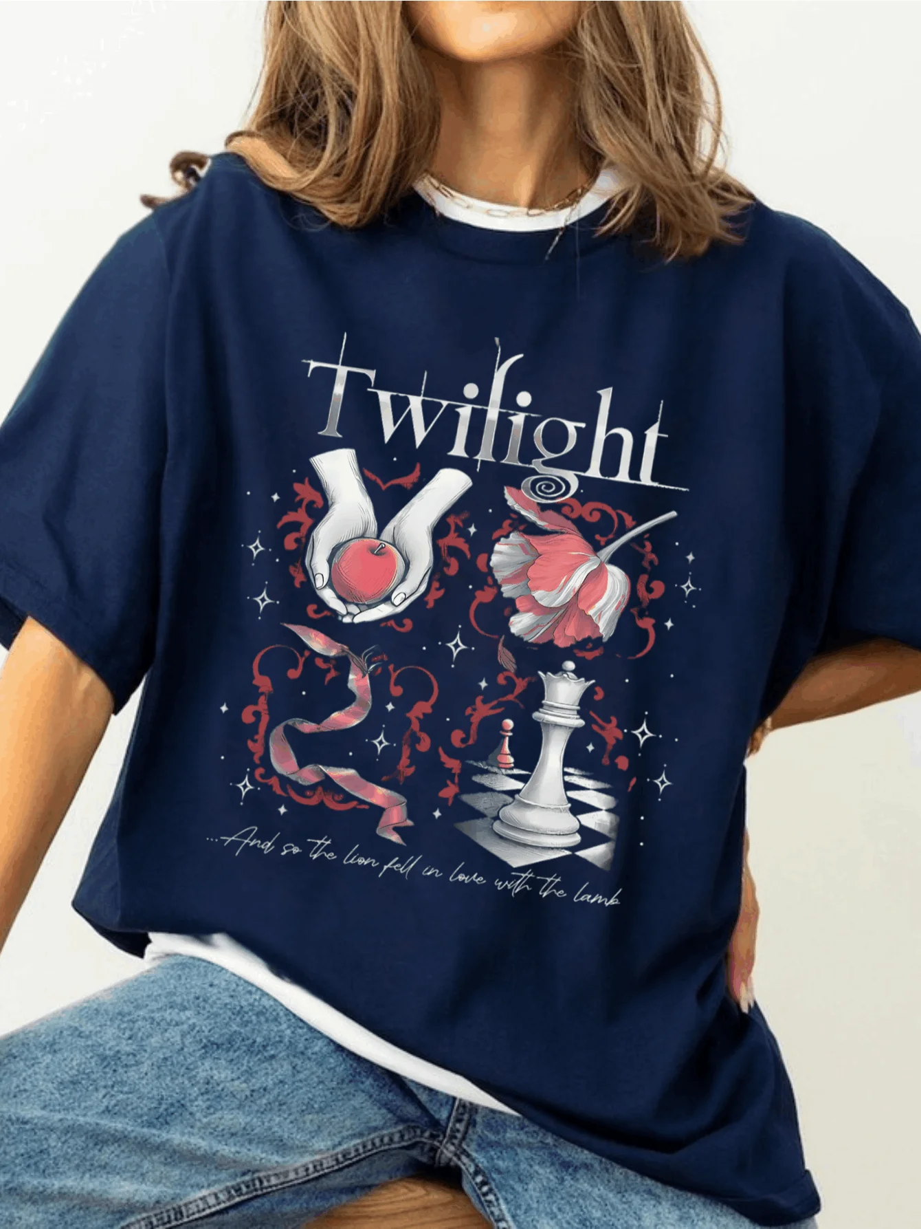 Crepúsculo inspirado camisa cubierta de libro camiseta estética Twilight Saga Fan regalo vampiros lobos Romance Street Casual Tops ropa