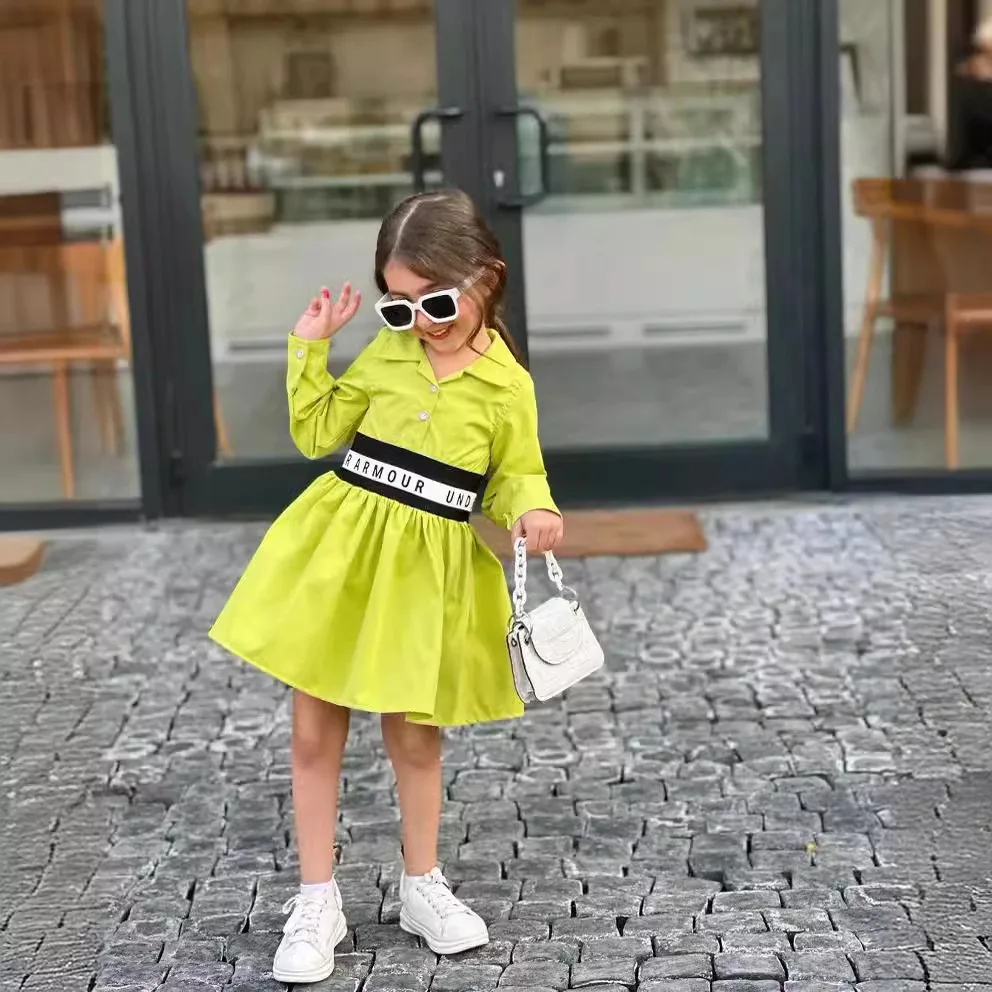 Toddler Baby Girls Casual Dresses Clothes Kids Long Sleeve Elegant Shirt Party Dress Children\'s Spring Autumn Dresses Clothing