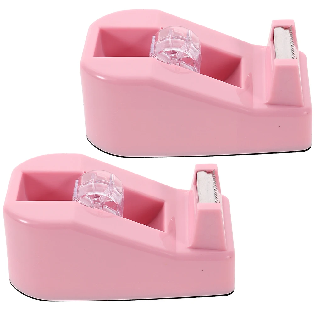 

2Pcs Color Tape Dispensers Desk Dispenser Cute Office Supplies Plastic Desktop Tape Dispenser Stationery Tools