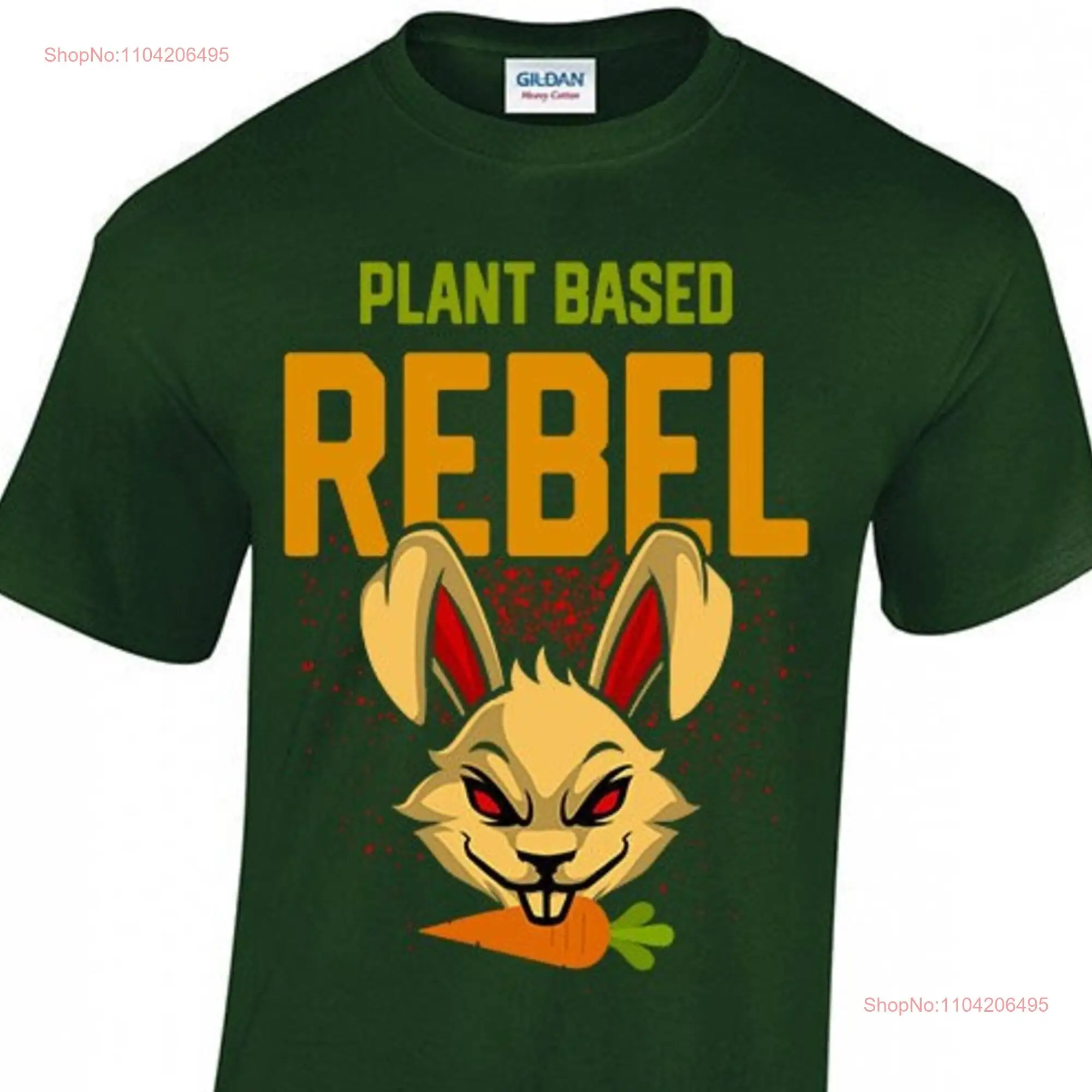 Plant Based Rebel T shirt Black White Red Purple Green Navy Grey S M L XL XXL 3XL 4XL 5XL long or short sleeves