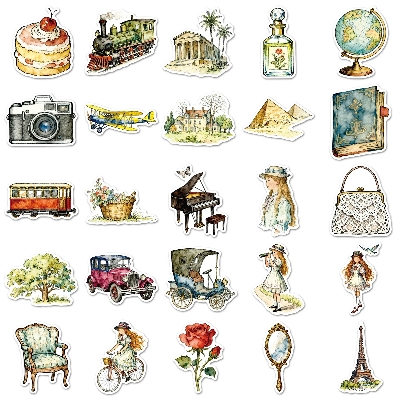 50PCS Retro Stil Aufkleber Mädchen Dekoration Reise Graffiti DIY Cartoon Kreativität Spielzeug Laptop Gitarre Auto Fahrrad Skateboard Aufkleber