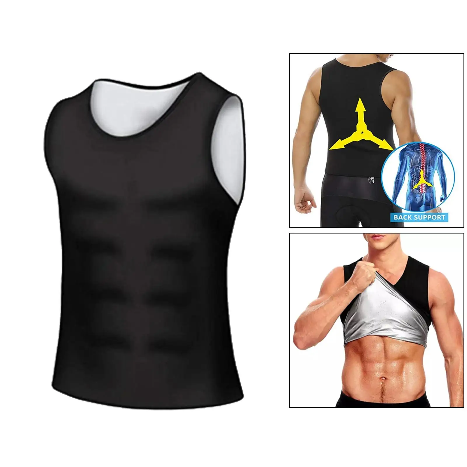 Mens Sweat Sauna for Neoprene Tank Top, Workout Body , , Ensures Correct Posture During Exercise