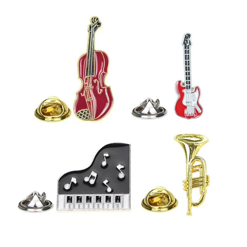 Musical Instruments Hard Enamel Lapel Pin Collecting Music Badges Fashion Jewelry Cello Saxophone Synthesizer Guitar Brooch